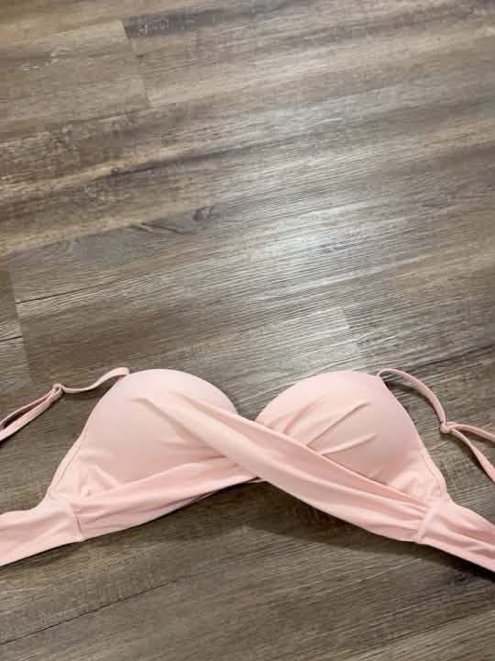 Strapless Cross-Front Bandeau Swim Top in Light Pink